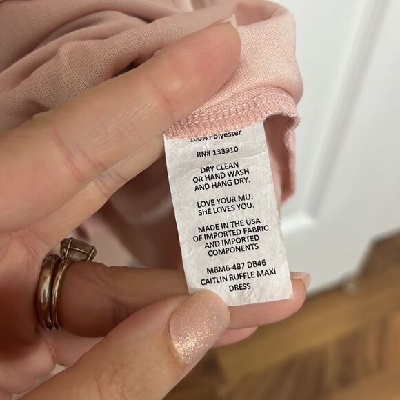 Show Me Your MuMu Pale Pink Caitlin Ruffle Formal Maxi Dress Size Medium - Picture 8 of 10